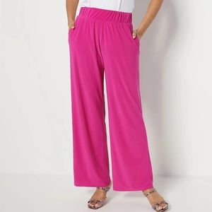 Women's With Control Jersey Knit Pink Wide-Leg Pants